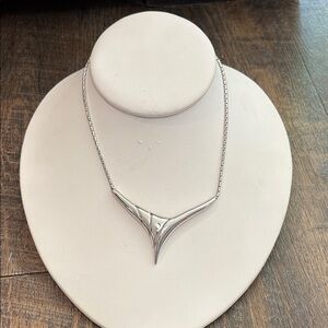Vintage Monet Choker Sliver Tone Statement Triangle V Shaped